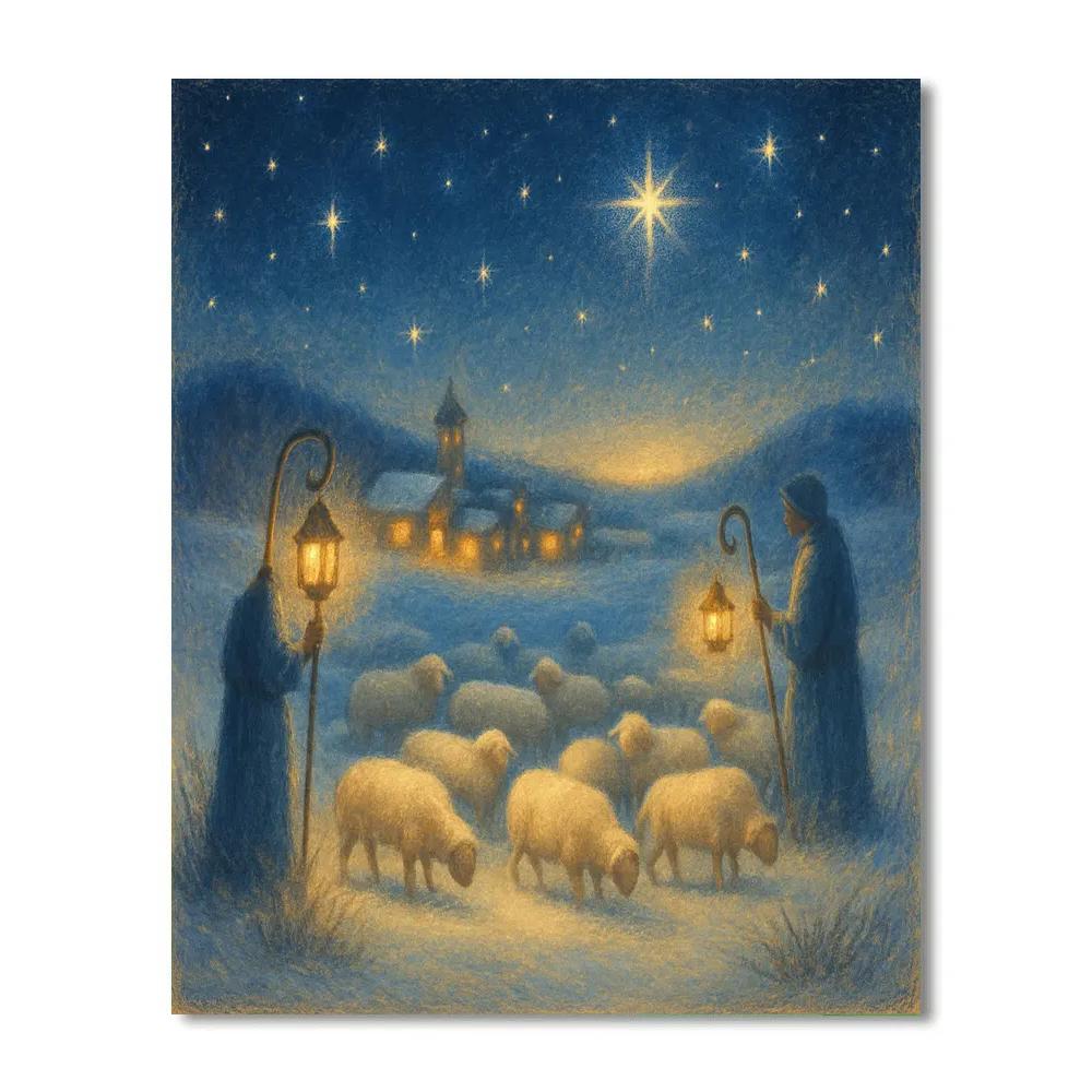 Midnight Shepherds On The Hill paint by color