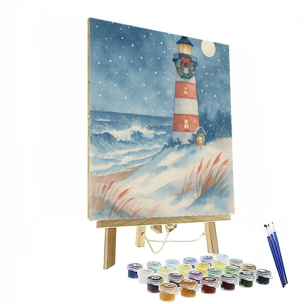 Seaside Lighthouse Wreath Tide Numbered painting kits