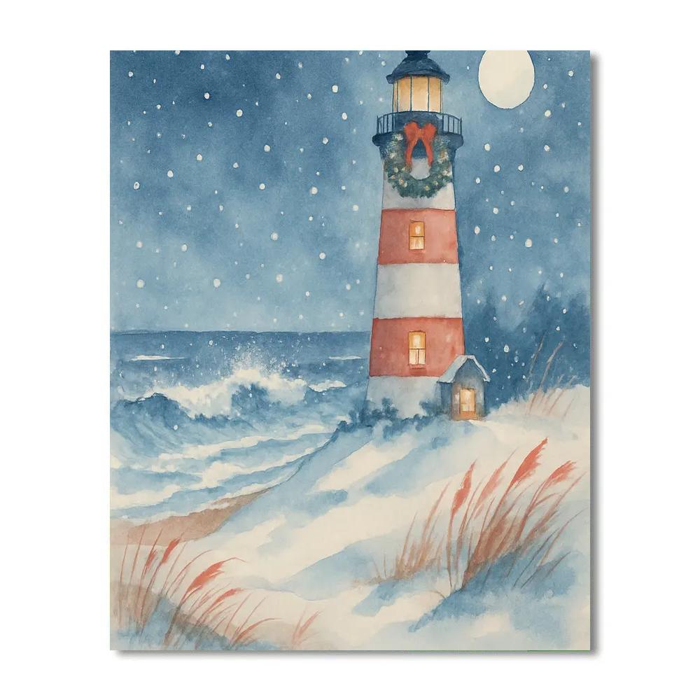Seaside Lighthouse Wreath Tide Numbered painting kits