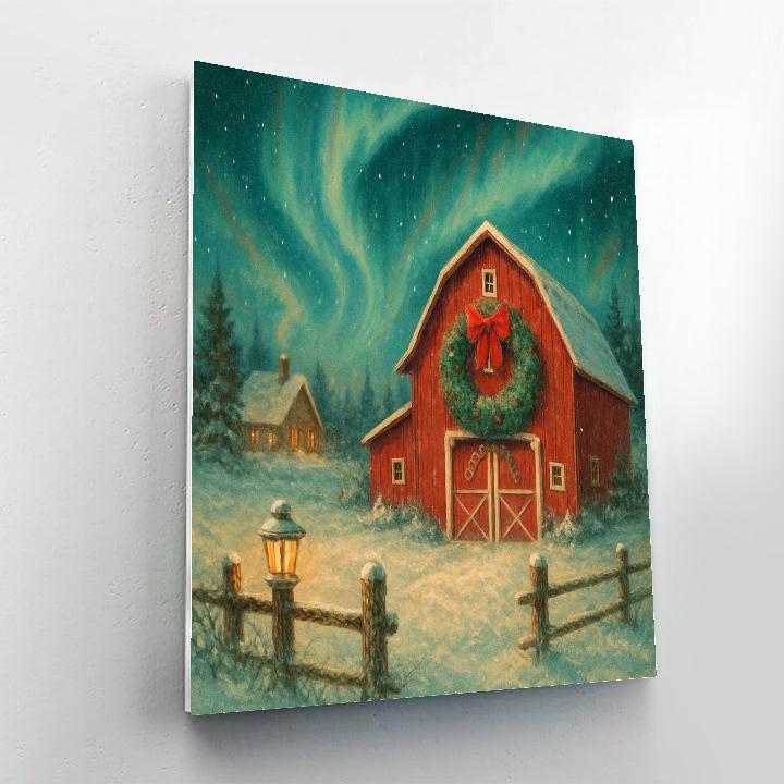Aurora Over The Silent Barn Painting by numbers kit