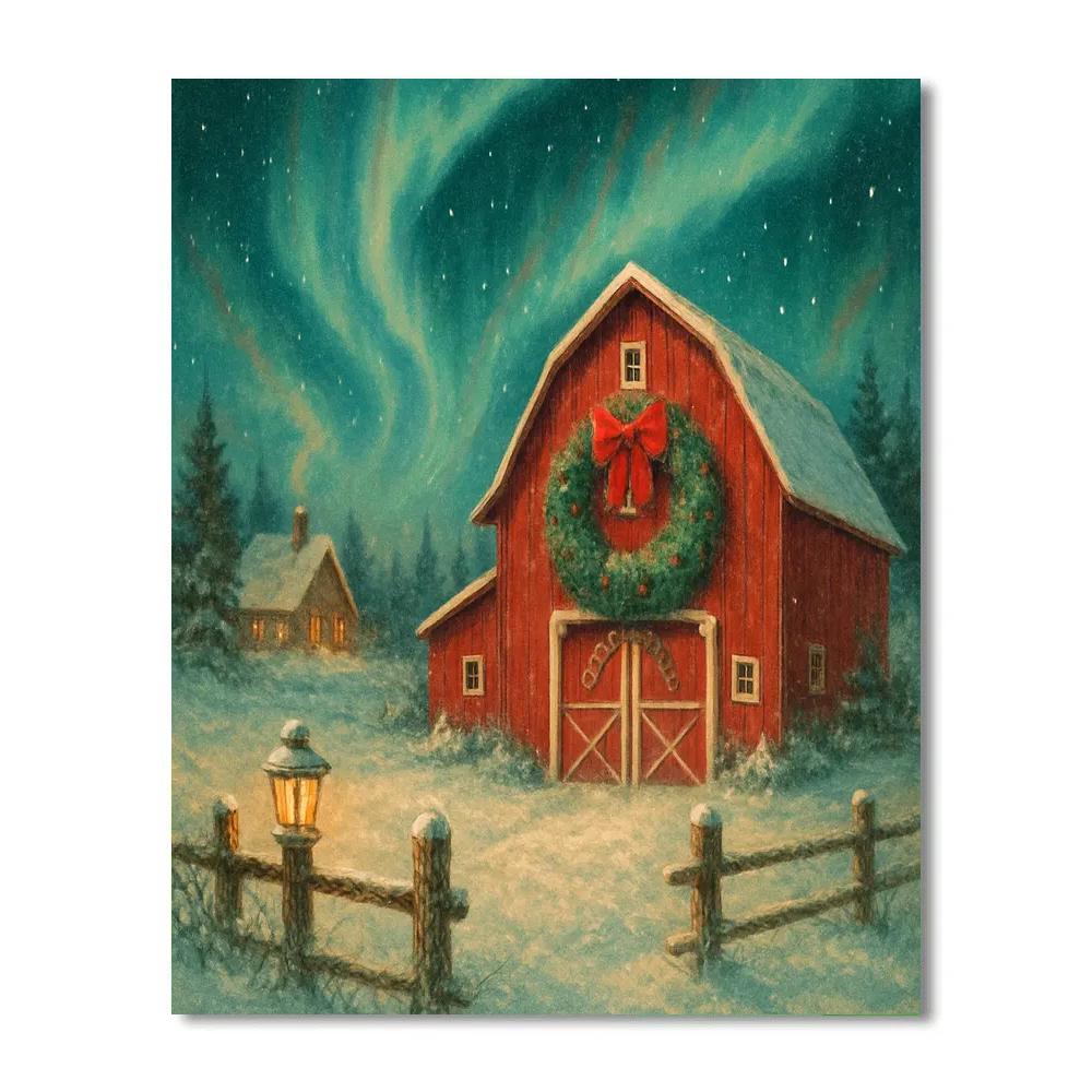 Aurora Over The Silent Barn Painting by numbers kit