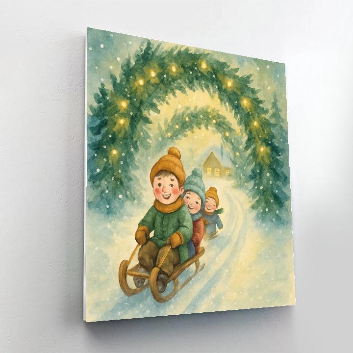 Twilight Sled Run Through Fir Arches Numbered painting kits