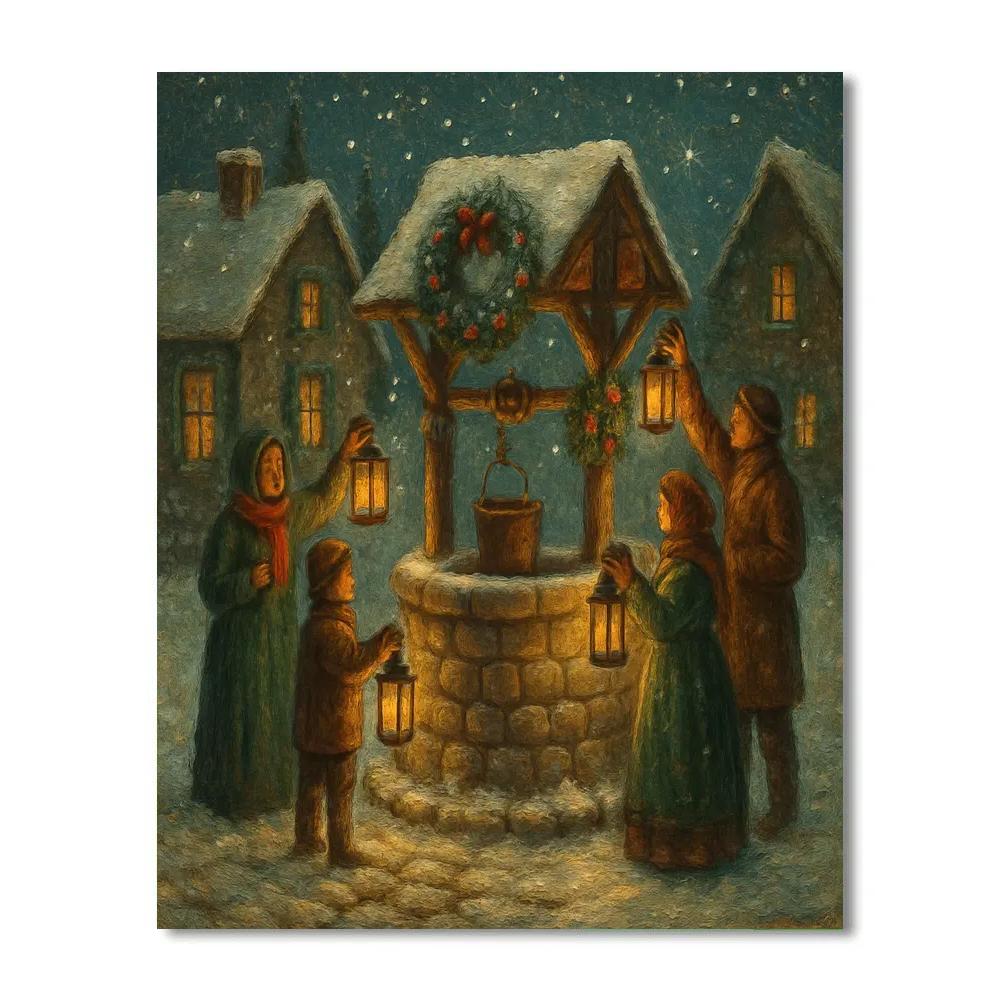 Midnight Lanterns At The Old Well DIY paint by numbers