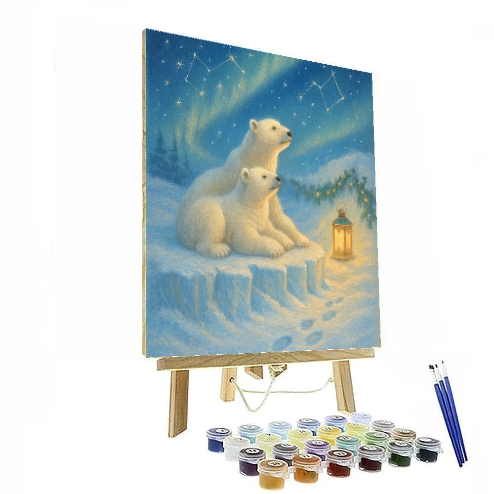 Polar Bear Stargazers On The Crystal Shore paint by color