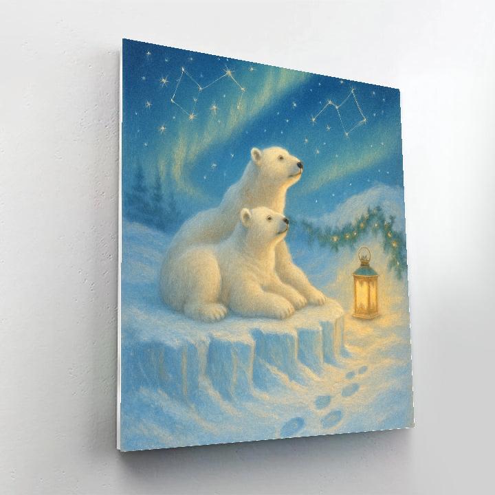 Polar Bear Stargazers On The Crystal Shore paint by color