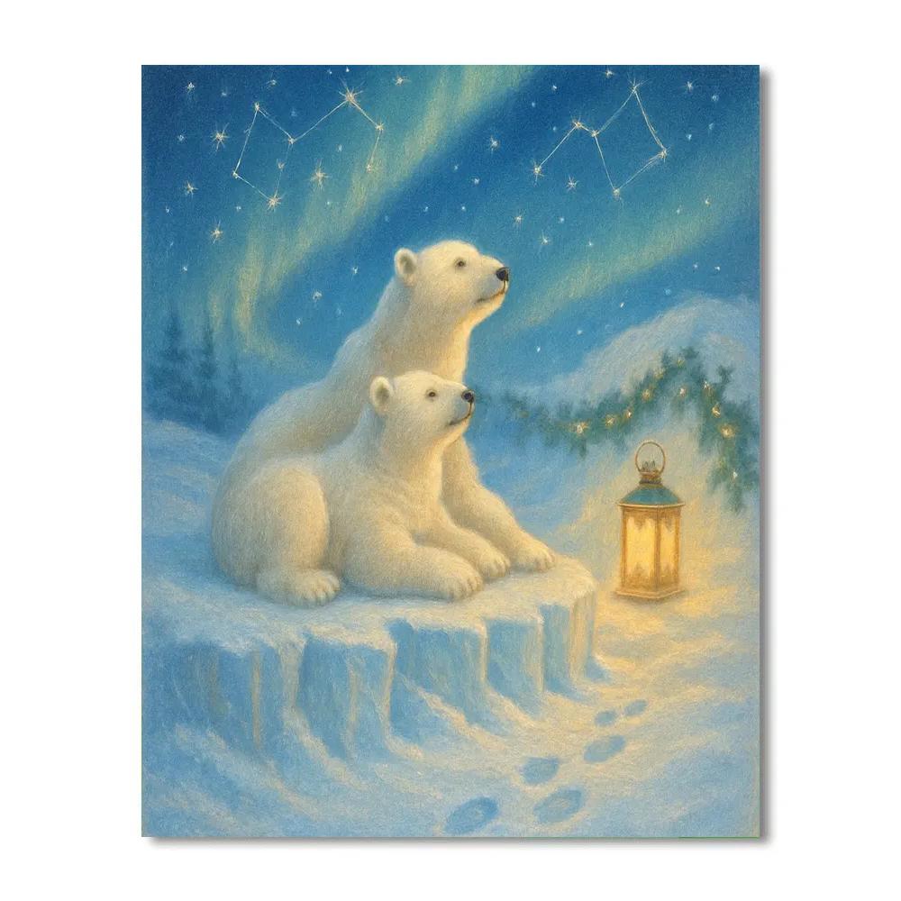Polar Bear Stargazers On The Crystal Shore paint by color