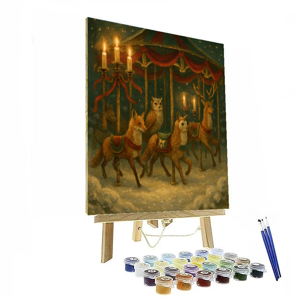 Candlelight Carousel Of Woodland Creatures paint by numbers