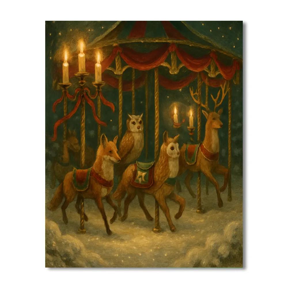 Candlelight Carousel Of Woodland Creatures paint by numbers
