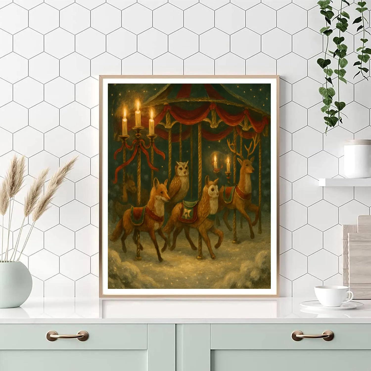 Candlelight Carousel Of Woodland Creatures paint by numbers
