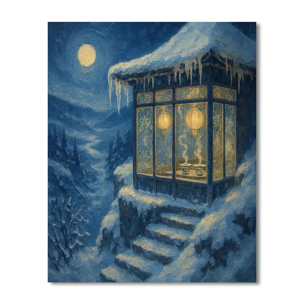 Icicle Tea House On The Cliff Edge paint by color