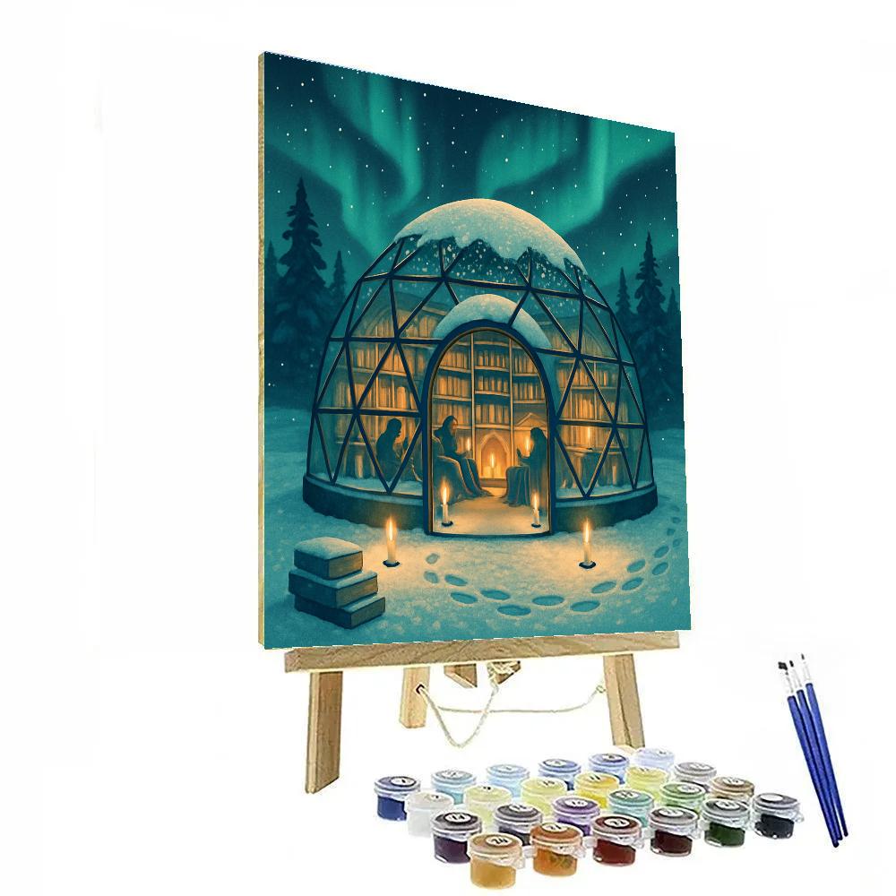 Skylit Glass Igloo Library Painting by numbers kit