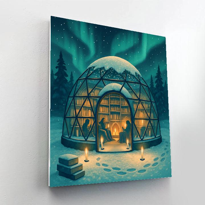 Skylit Glass Igloo Library Painting by numbers kit