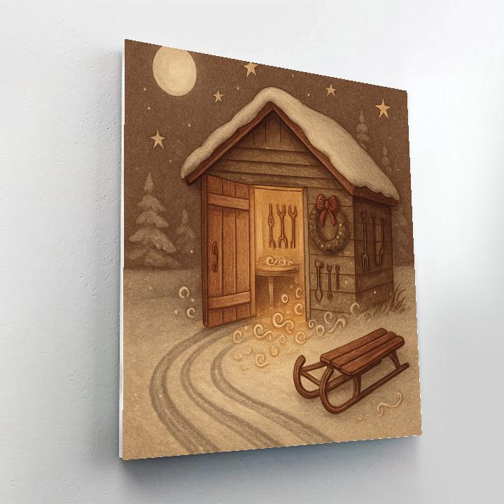 Moonlit Sled Repair Shed paint by color