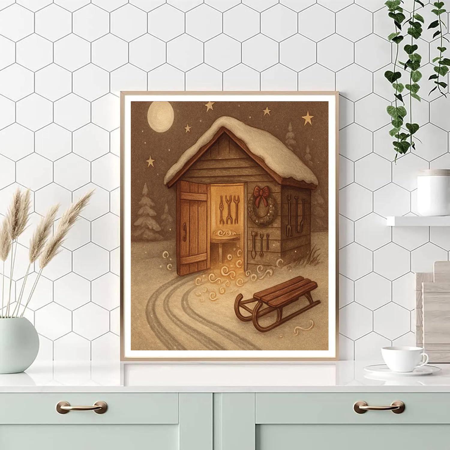 Moonlit Sled Repair Shed paint by color