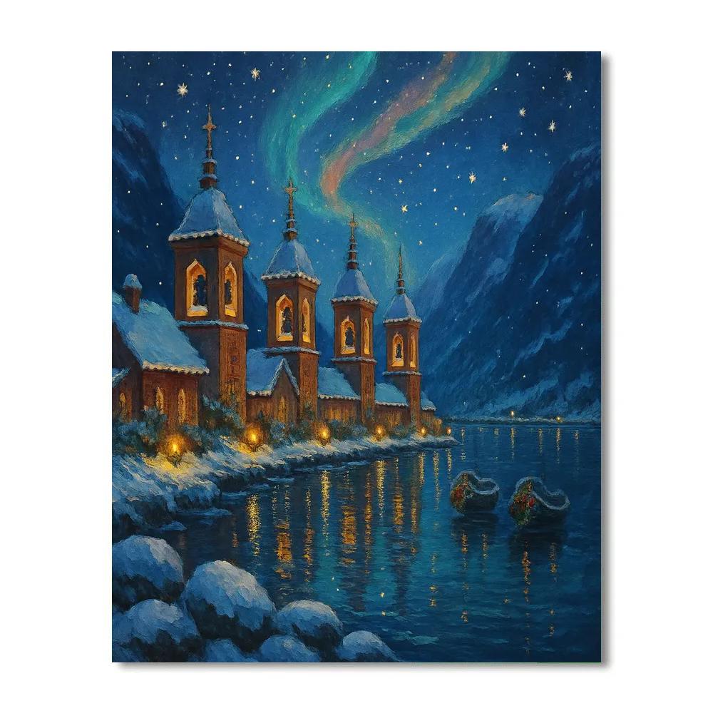 Aurora Bells Over The Fjord paint by color