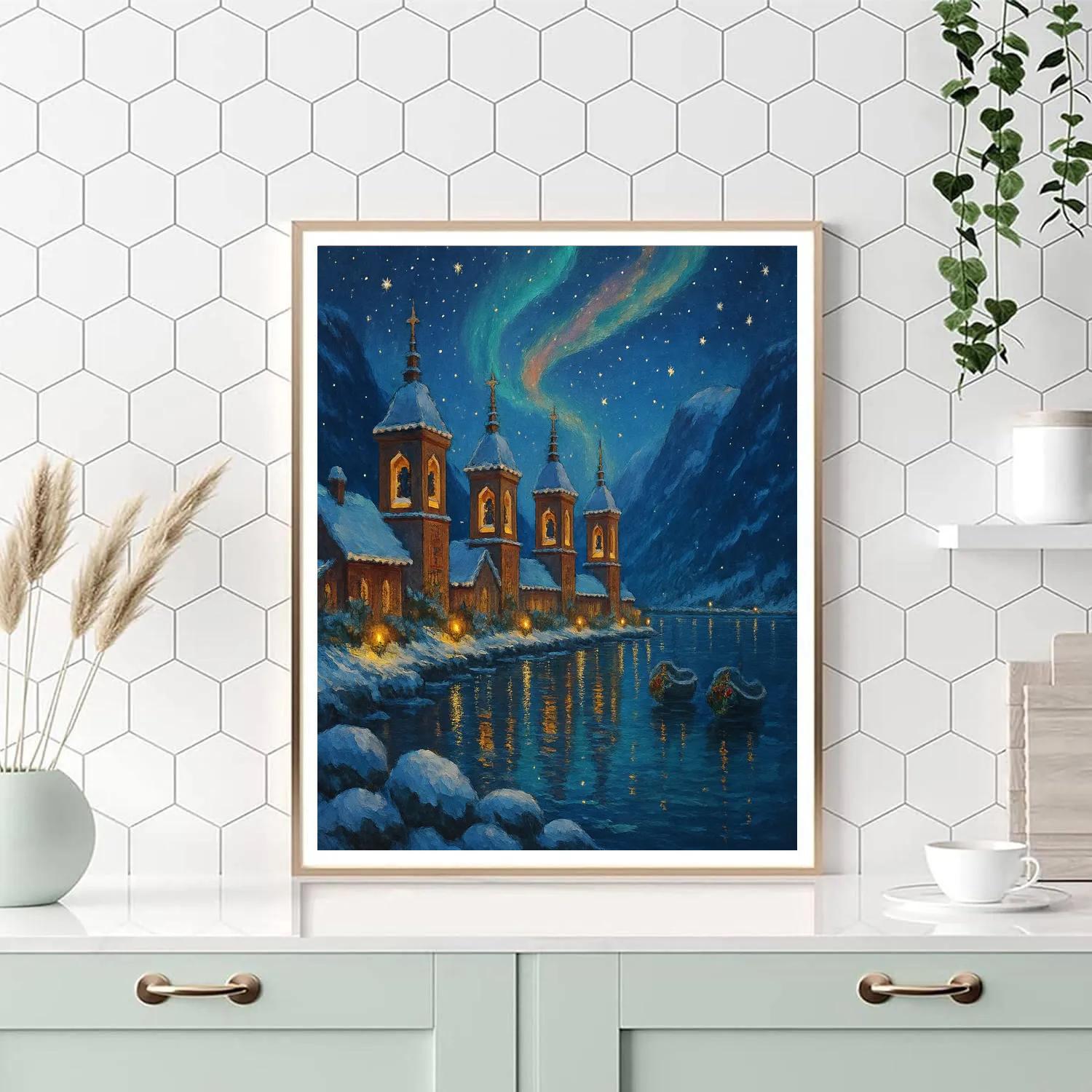 Aurora Bells Over The Fjord paint by color