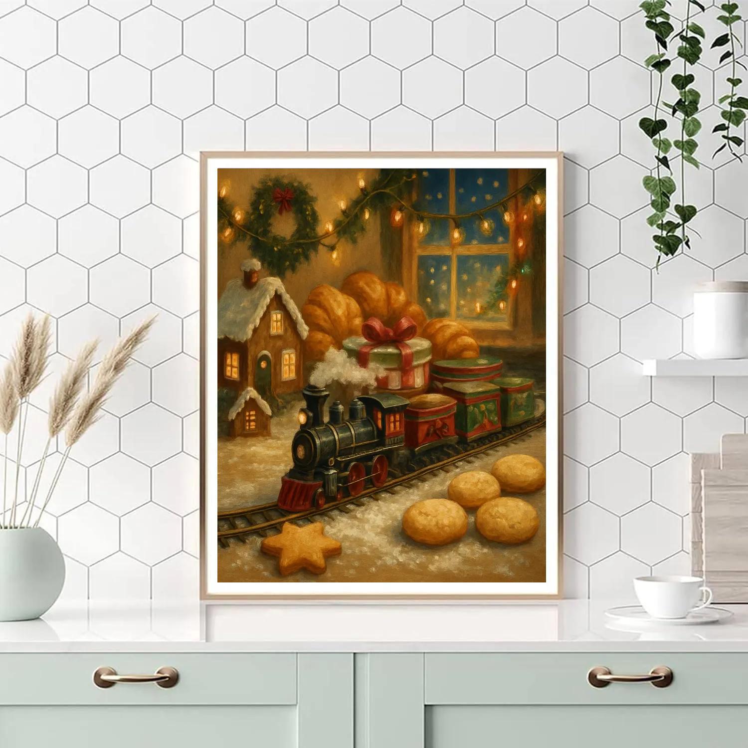 Holiday Bakery Train On The Counter Paint by numbers kits