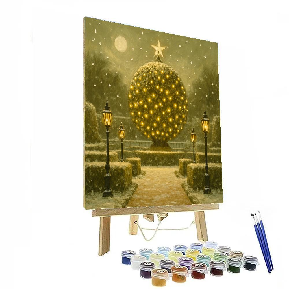 Snow Garden Hedge Topiary Ball paint by numbers