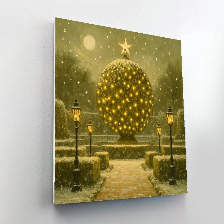 Snow Garden Hedge Topiary Ball paint by numbers