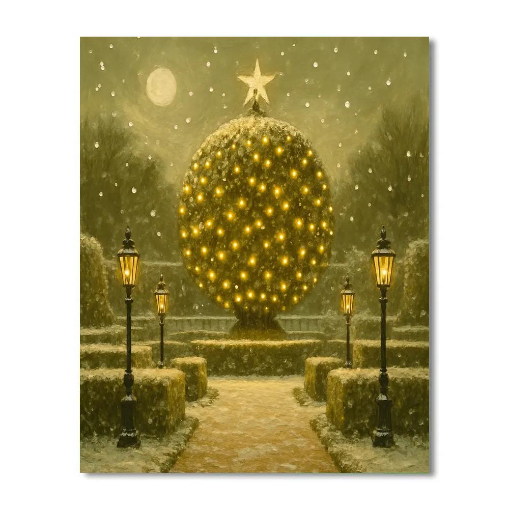 Snow Garden Hedge Topiary Ball paint by numbers