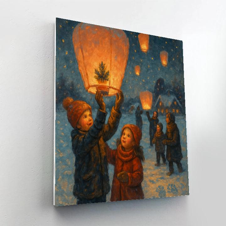 Snowfield Hot Air Lanterns Painting by numbers kit