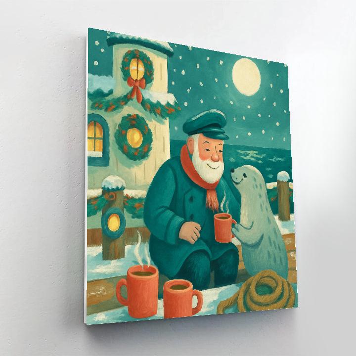 Snowy Lighthouse Keeper Cocoa Break DIY paint by numbers