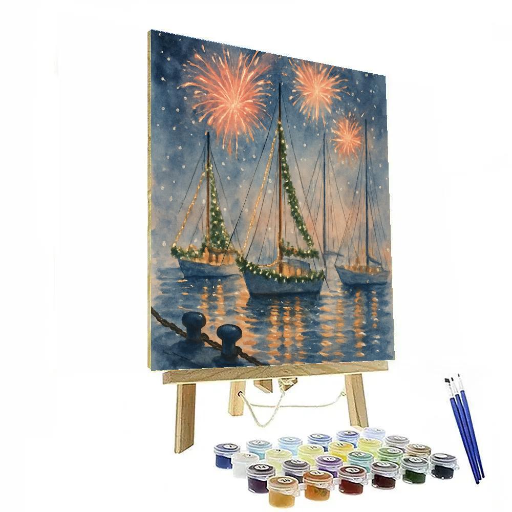 Harbor Fireworks And Frosted Masts paint by color