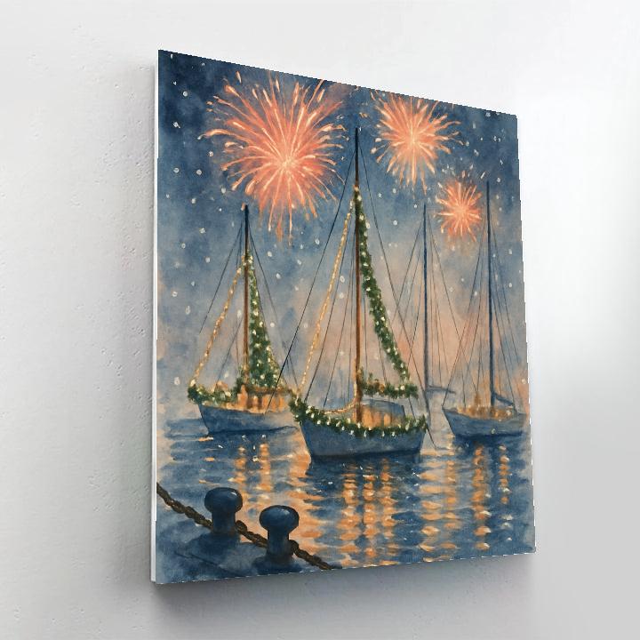 Harbor Fireworks And Frosted Masts paint by color