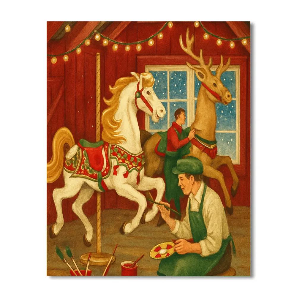 Snowbound Carousel Barn Workshop paint by number