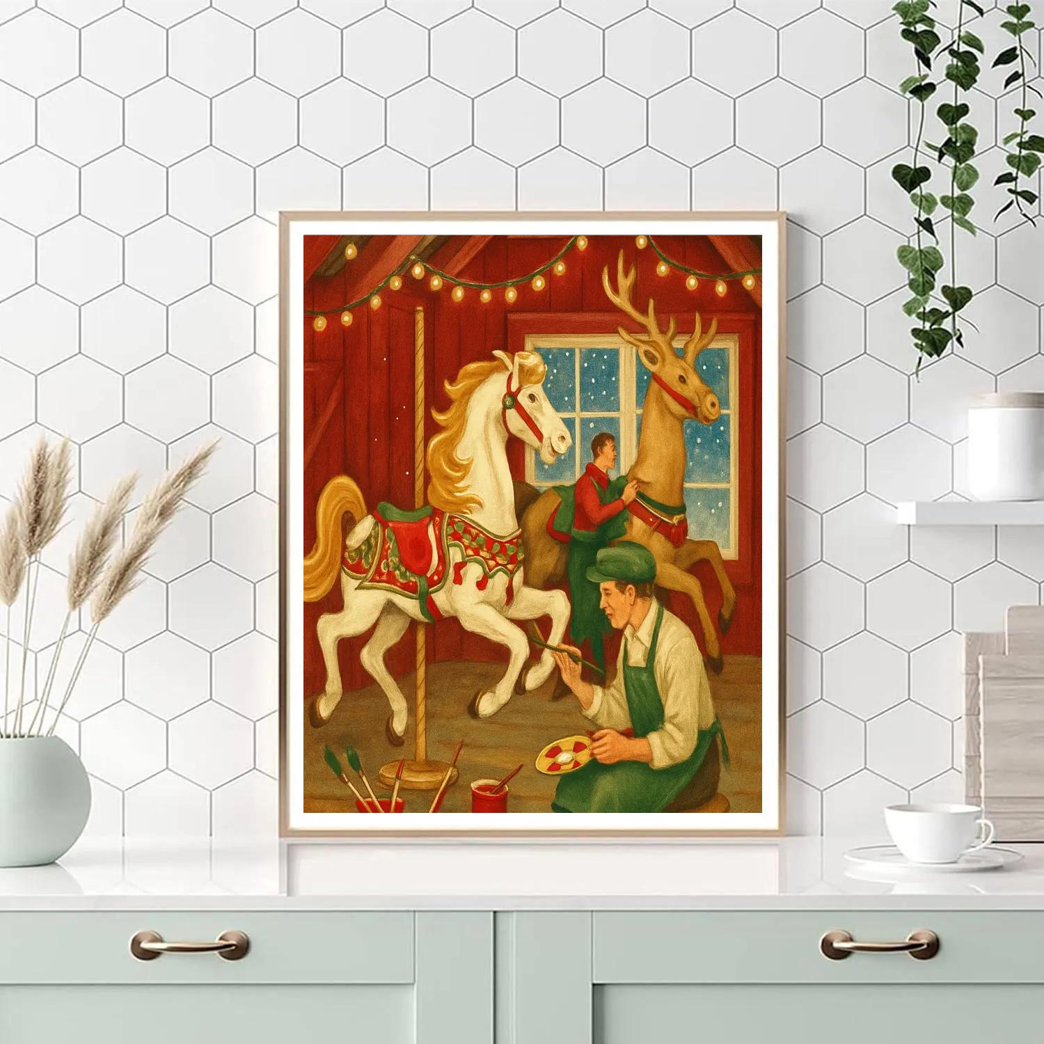 Snowbound Carousel Barn Workshop paint by number