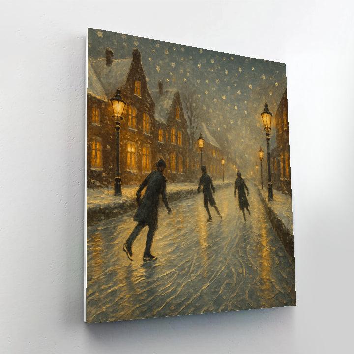 Lanterns On The Frozen Canal Skaters Paint by numbers kits
