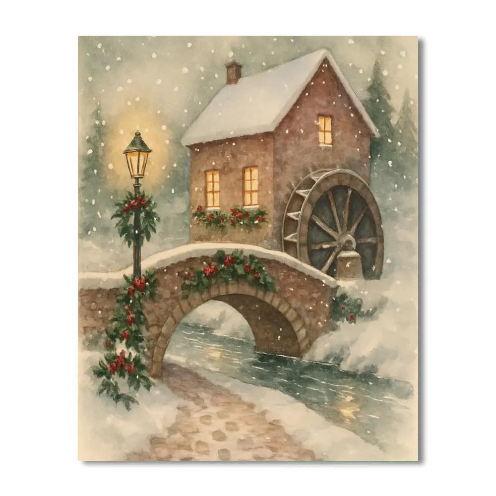 Holly Arch Bridge To The Winter Mill Numbered painting kits