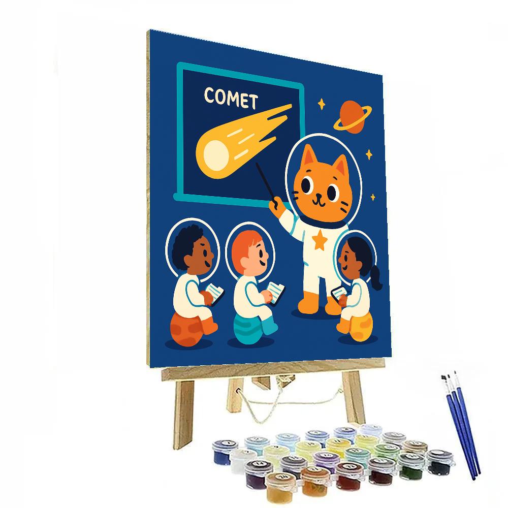 Comet Classroom With A Space Cat Teacher DIY paint by numbers