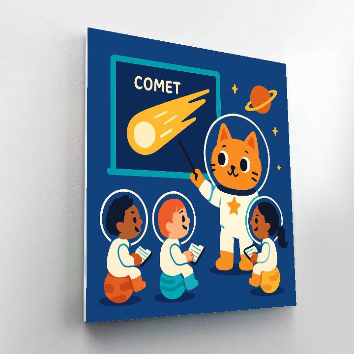 Comet Classroom With A Space Cat Teacher DIY paint by numbers