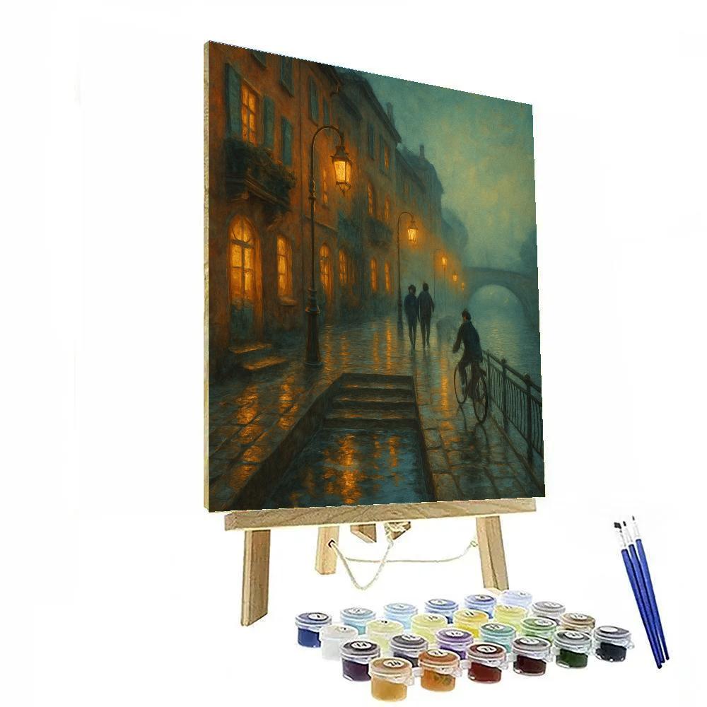 Lantern Mist Over The Riverside Steps Numbered painting kits