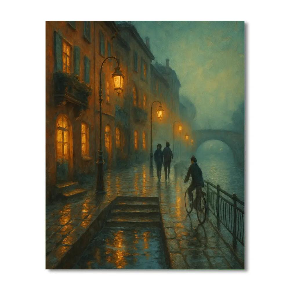 Lantern Mist Over The Riverside Steps Numbered painting kits