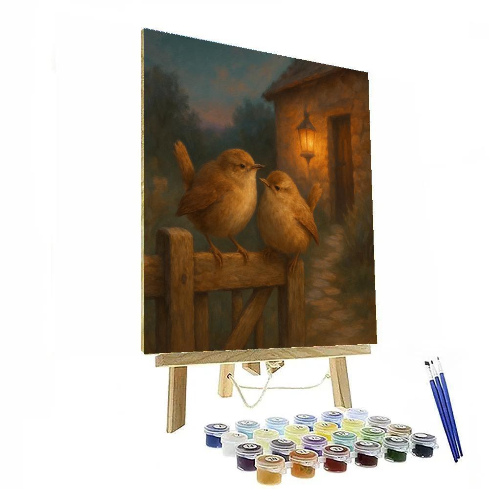 Lantern Glow Wrens At The Cottage Gate Paint by numbers kits