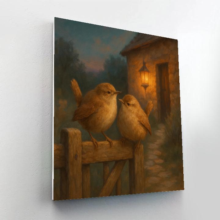 Lantern Glow Wrens At The Cottage Gate Paint by numbers kits