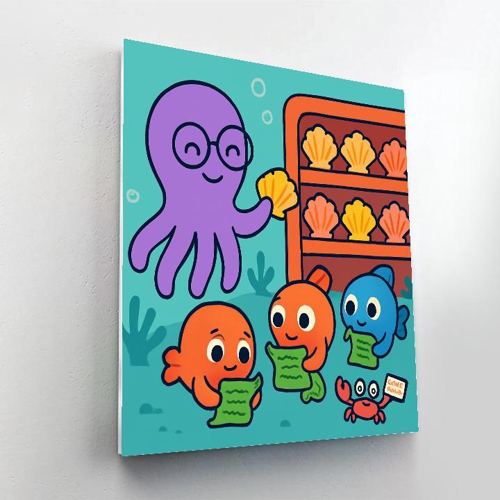 Coral Library Run By A Gentle Octopus Number painting