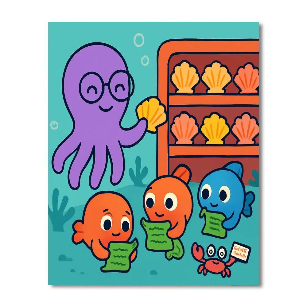 Coral Library Run By A Gentle Octopus Number painting