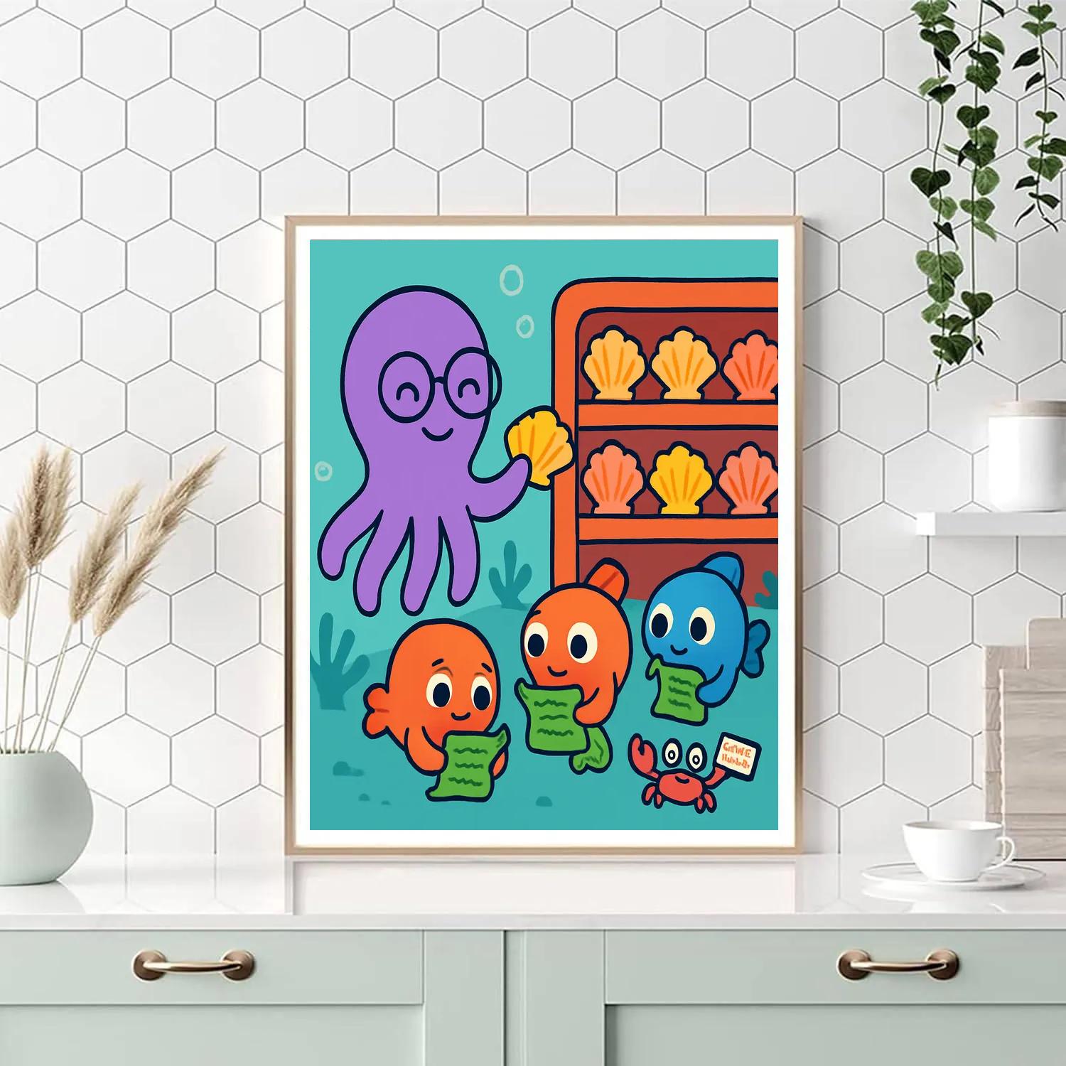 Coral Library Run By A Gentle Octopus Number painting