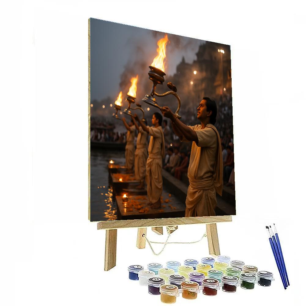 Ganga Aarti At Dashashwamedh Ghat Varanasi painting number kit