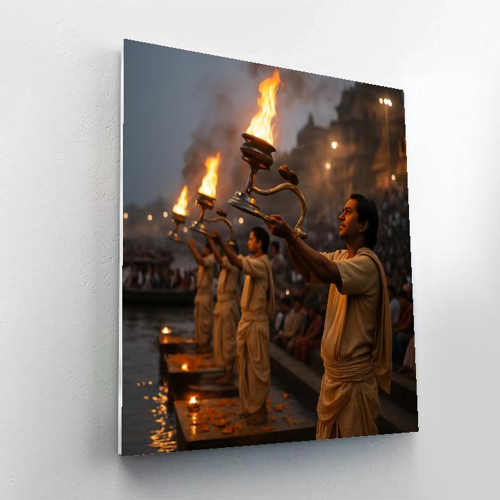 Ganga Aarti At Dashashwamedh Ghat Varanasi painting number kit