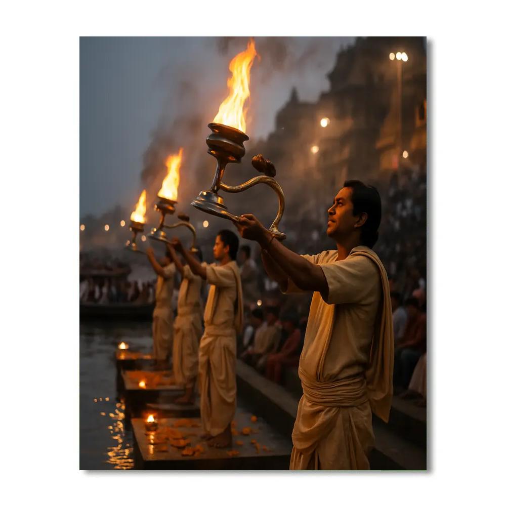 Ganga Aarti At Dashashwamedh Ghat Varanasi painting number kit
