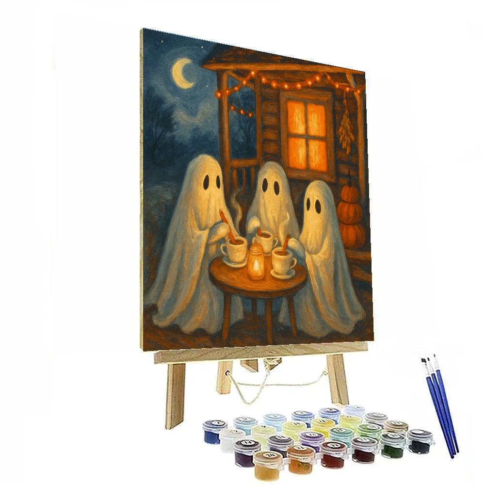 Moonlit Teacup Seance On The Porch Painting by numbers kit