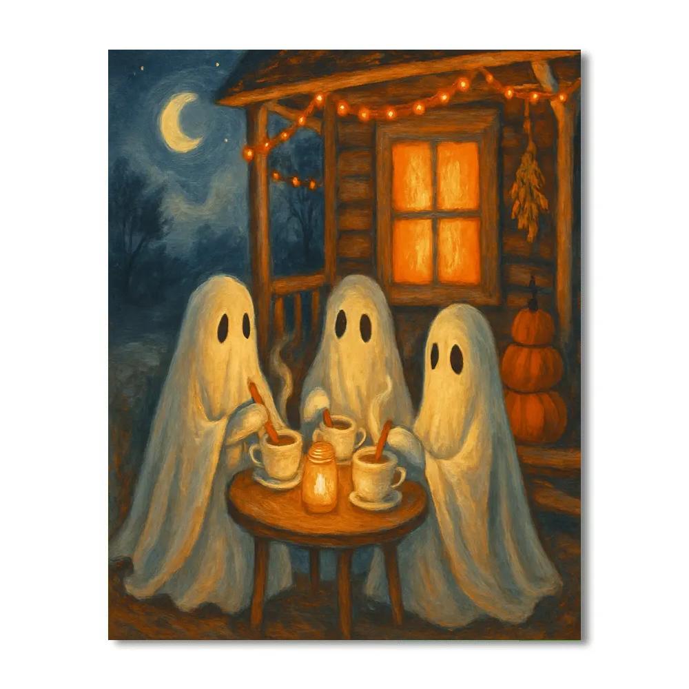 Moonlit Teacup Seance On The Porch Painting by numbers kit