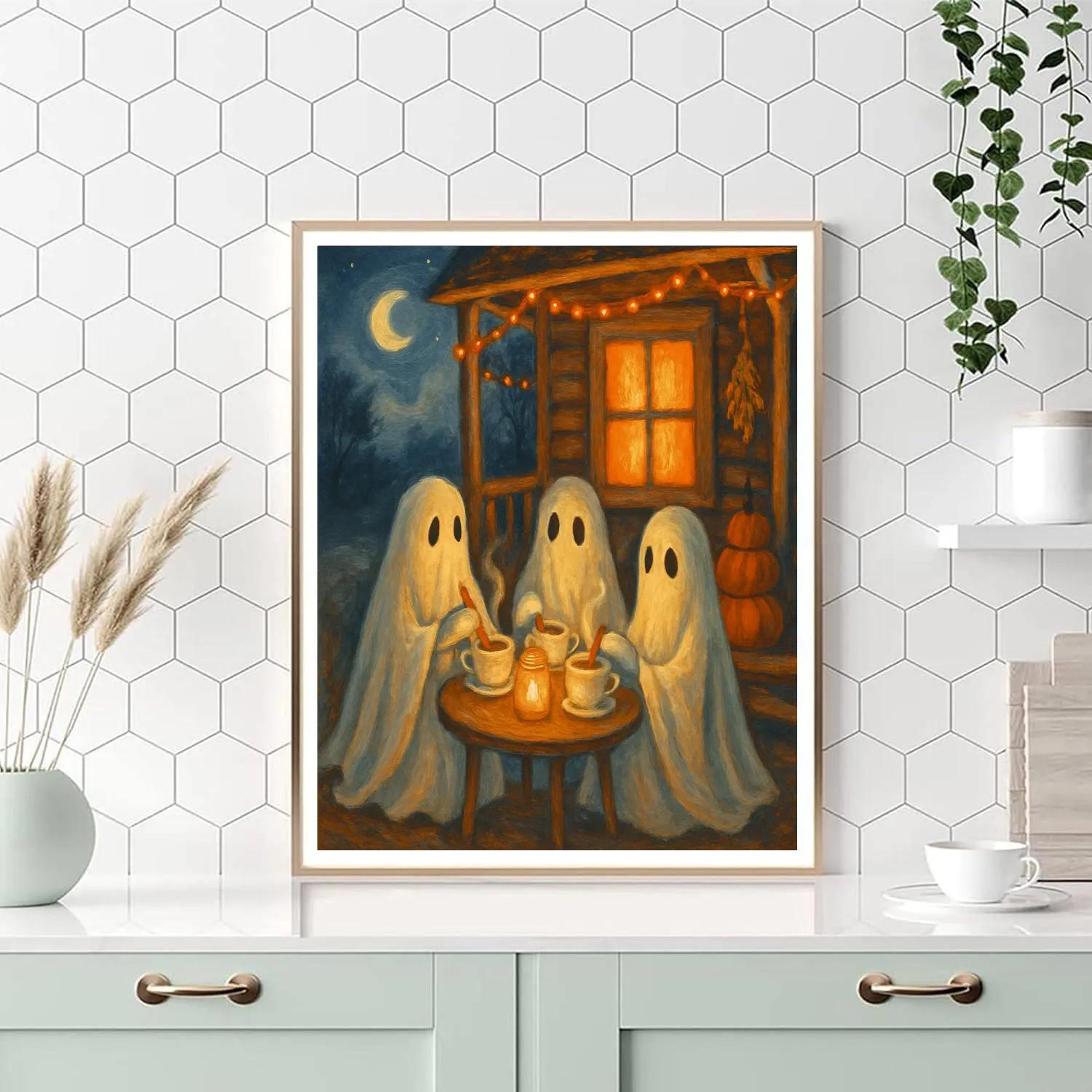 Moonlit Teacup Seance On The Porch Painting by numbers kit