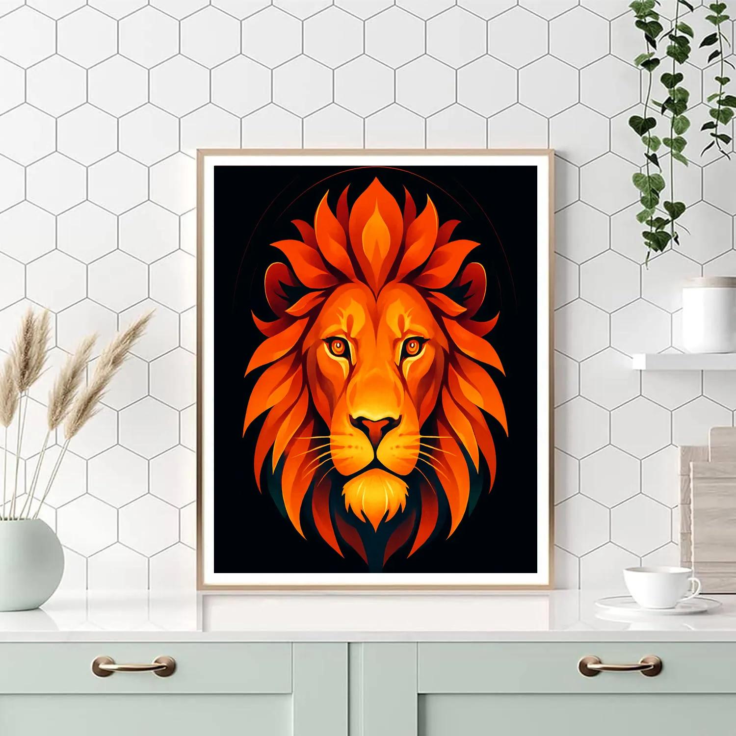 Solar Flare Crown Lion Paint by numbers art