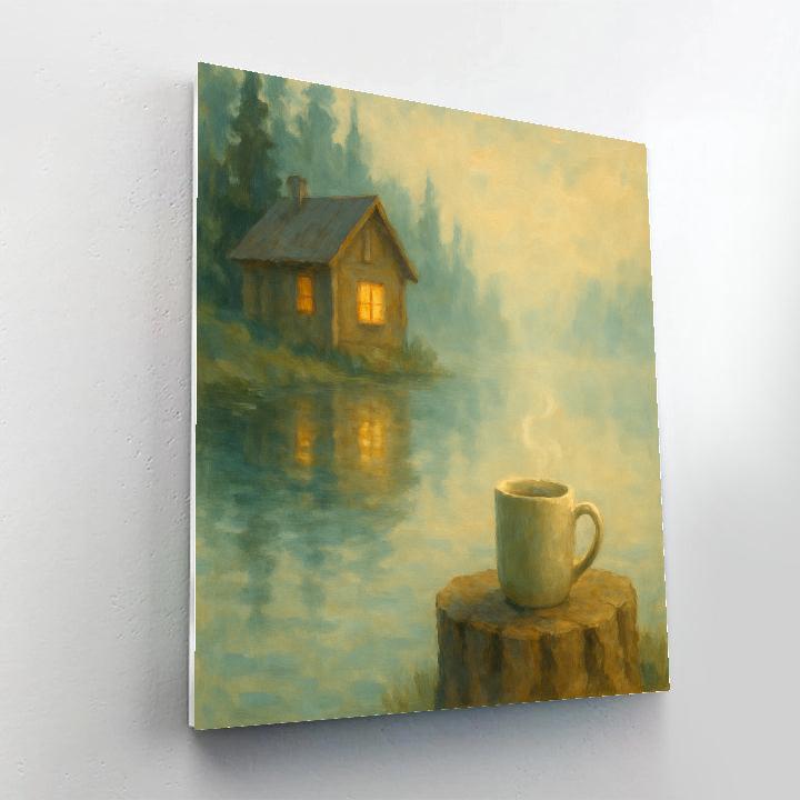 Misty Breakfast By The Lakeside Cabin Paint by numbers kits