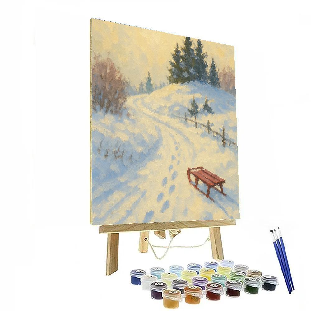 The Red Sled Lane To The Hilltop Pines Numbered painting kits